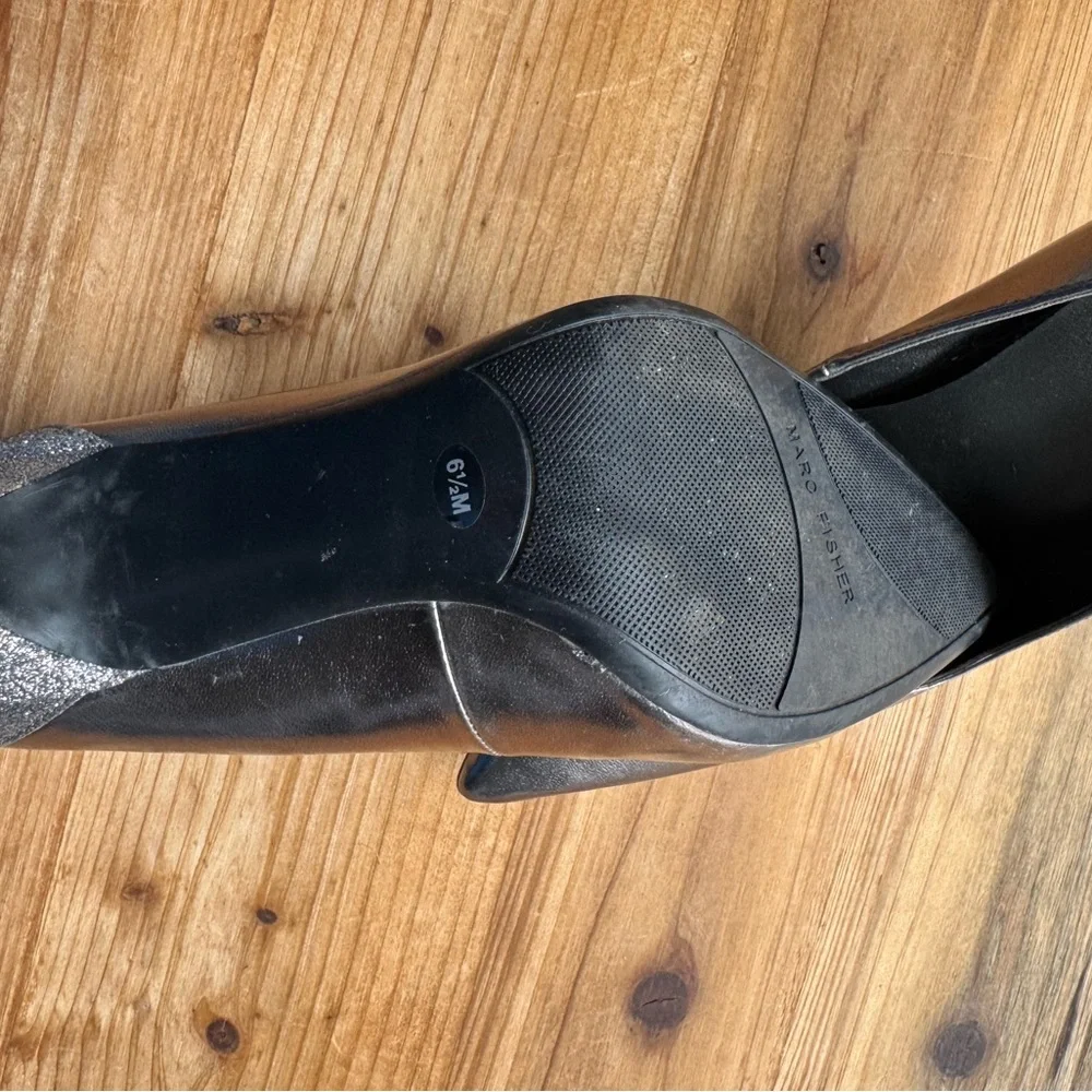 Marc Fisher Silver Glitter Heels Shoes 6.5 - Picture 7 of 8